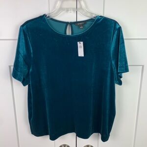 NWT Banana Republic Factory LARGE Velvet Top Blouse Teal Blue Luxury